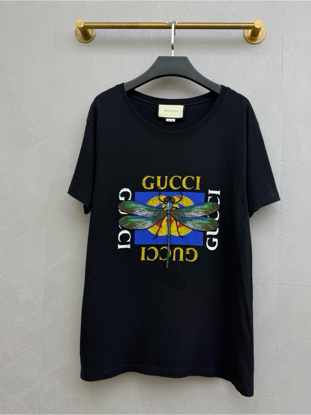 🚩steal Gucci Black Tee with Multicolor Embellished Graphic